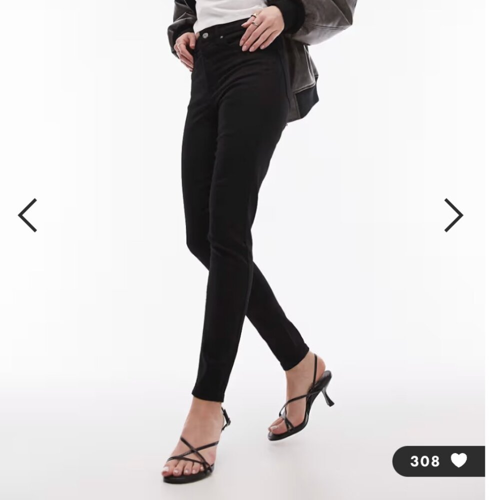 Topshop Jaime High Rise Skinny Jeans - Black  - W27 L30